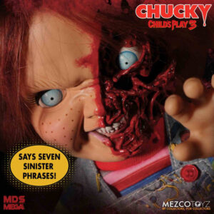 MDS Mega Scale Child’s Play 3 15″ Talking Pizza Face Chucky Figure MDS Mega Scale