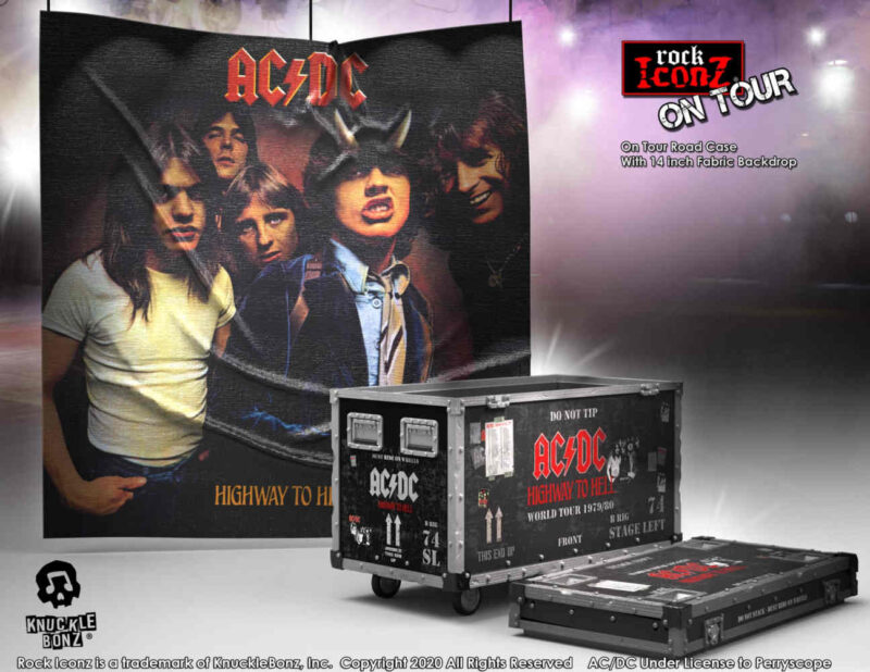 Knucklebonz Rock Iconz on Tour AC-DC Highway to Hell Road Case and Stage Backdrop Set Knucklebonz Rock Iconz