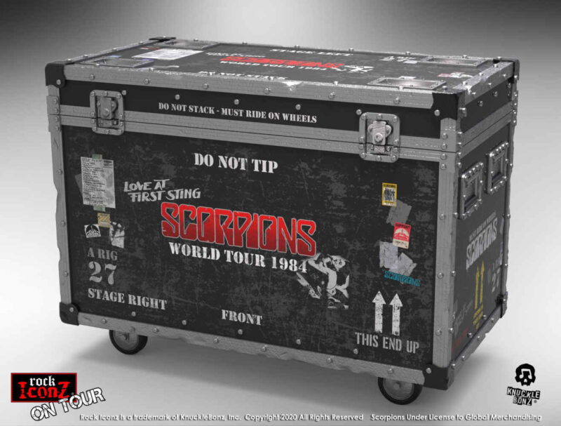 Knucklebonz Rock Iconz on Tour Scorpions Love at First Sting Road Case with Stage Sign and Stage Backdrop Set Knucklebonz Rock Iconz 7