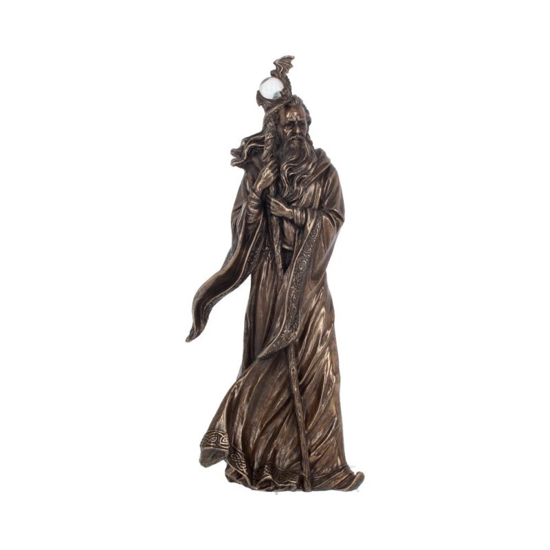 Bronze Wizard Merlin Figurine Arthurian Magic Sorcerer Ornament Figurines Medium (15-29cm)