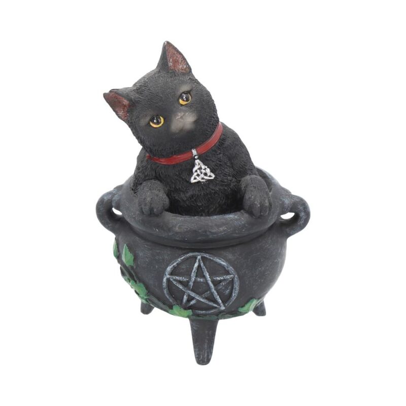Smudge Black Cat Caludron Figurine Wiccan Witch Gothic Ornament Figurines Small (Under 15cm)