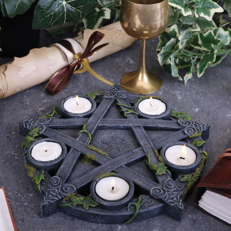 Wiccan Pentagram Tea Light Holder Gothic Witch Candle Holder Candles & Holders 3