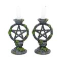 Set of 2 Wiccan Pentagram Candlesticks Witch Candle Holders Candles & Holders 10