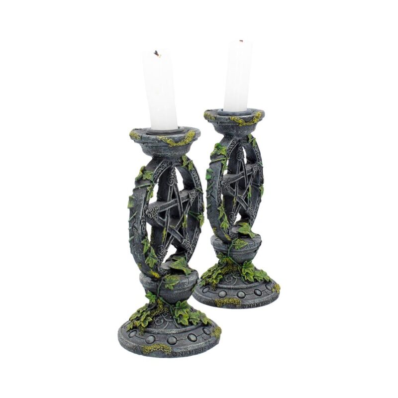 Set of 2 Wiccan Pentagram Candlesticks Witch Candle Holders Candles & Holders 5