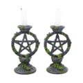 Set of 2 Wiccan Pentagram Candlesticks Witch Candle Holders Candles & Holders 8