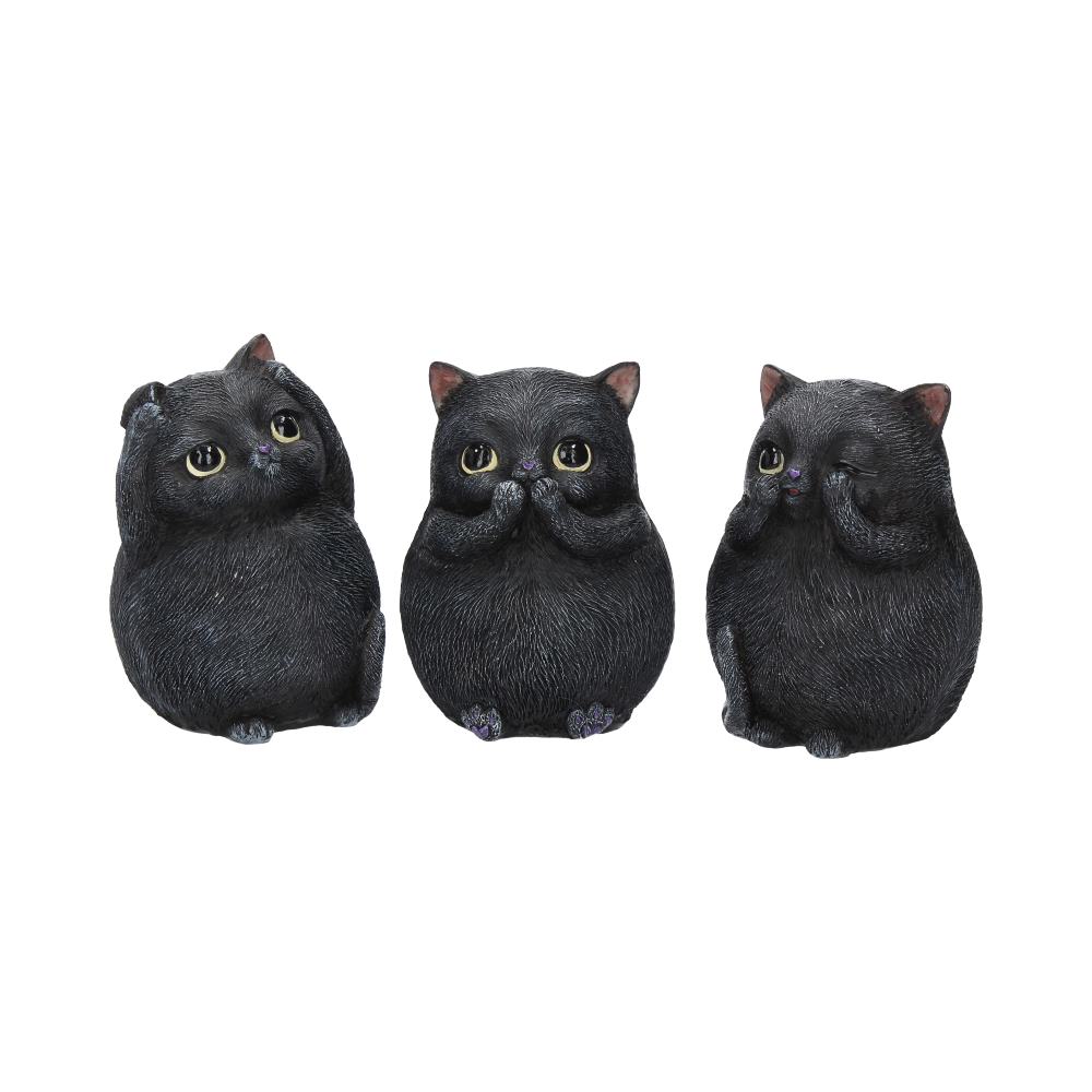 Three Wise Fat Cat Figurines 8.5cm – 3 Wise Cute Cats Figurines Small (Under 15cm)