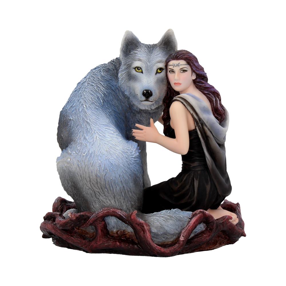 Soul Bond by Anne Stokes hand-painted wolf and woman resin figurine Figurines Medium (15-29cm)