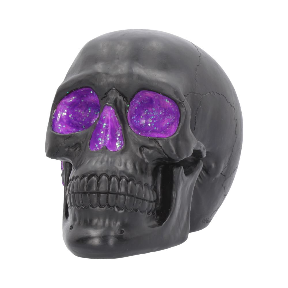 Geode Skull Black Purple Gothic Glitter Skull Figurine Figurines Medium (15-29cm) 2