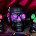Geode Skull Black Purple Gothic Glitter Skull Figurine Figurines Medium (15-29cm) 10