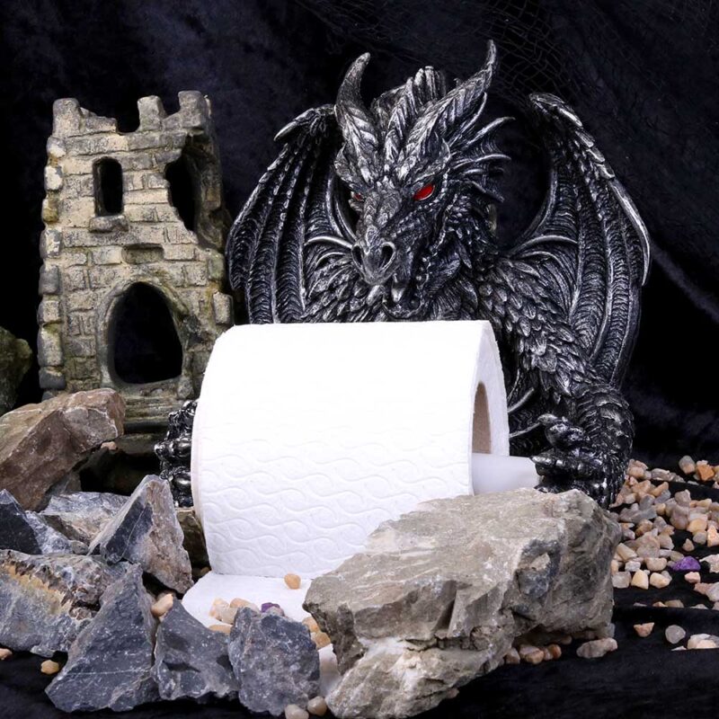 Obsidian Menacing Gothic Dragon Toilet Roll Holder Homeware 3