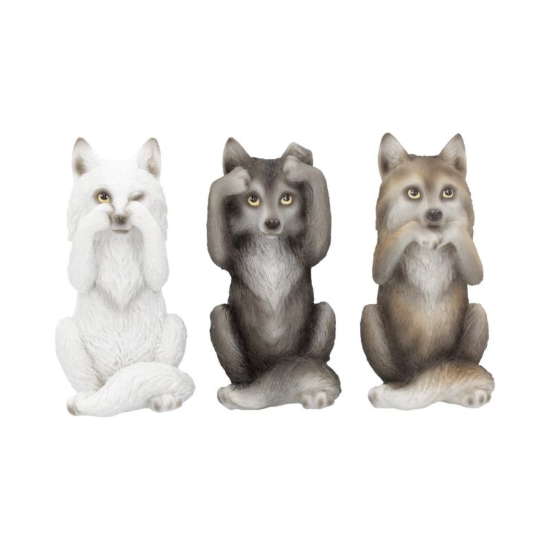 Three Wise Wolves Figurines 10cm Figurines Small (Under 15cm)