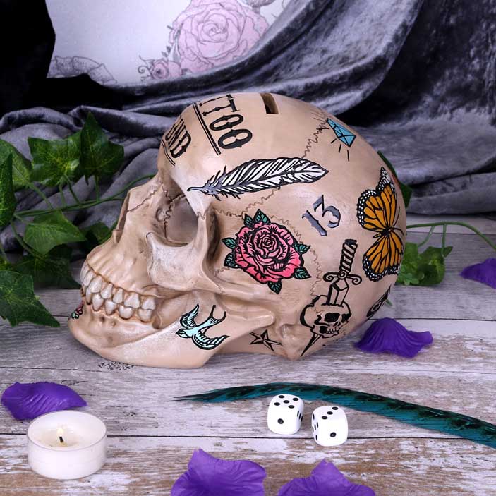 Nemesis Now Tattoo Fund Skull Money Box Natural Bone Coloured Homeware 19 Nemesis Now Tattoo Fund Skull Money Box Natural Bone Coloured Homeware 19