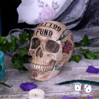 Nemesis Now Tattoo Fund Skull Money Box Natural Bone Coloured Homeware 2