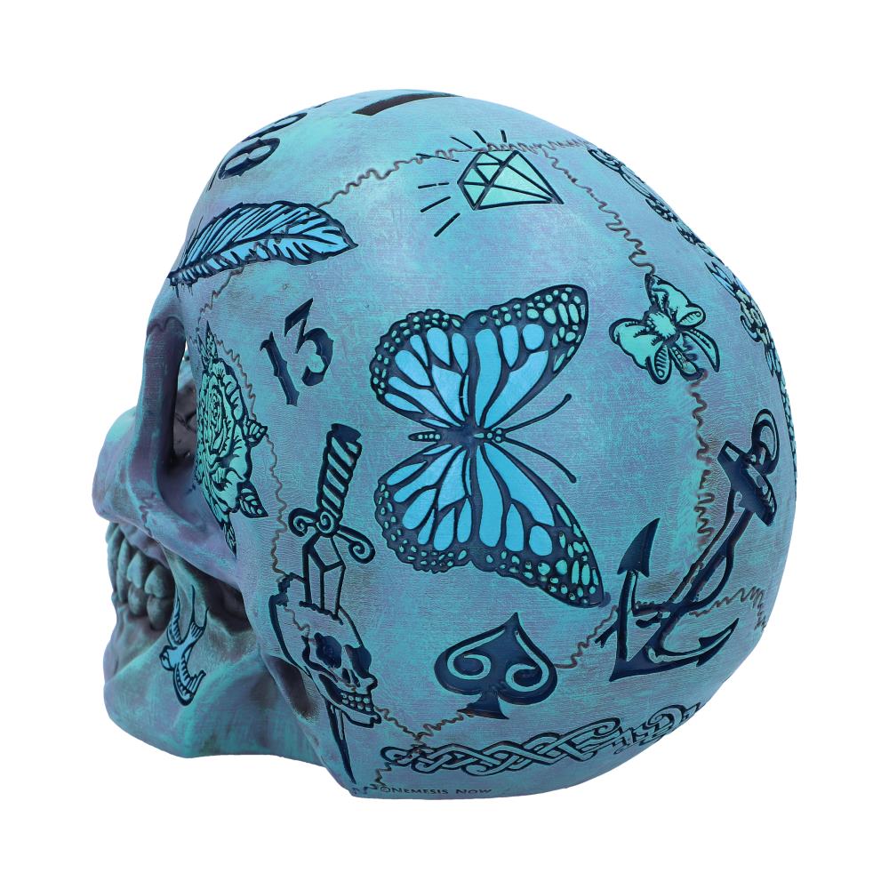 Nemesis Now Tattoo Fund Skull Money Box Aqua Blue Homeware 11 Nemesis Now Tattoo Fund Skull Money Box Aqua Blue Homeware 11