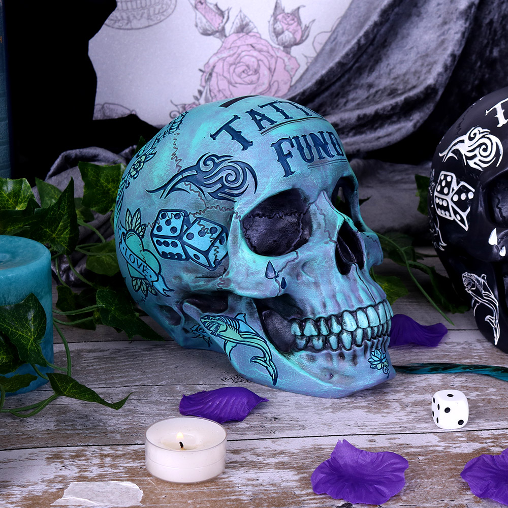 Nemesis Now Tattoo Fund Skull Money Box Aqua Blue Homeware 19 Nemesis Now Tattoo Fund Skull Money Box Aqua Blue Homeware 19