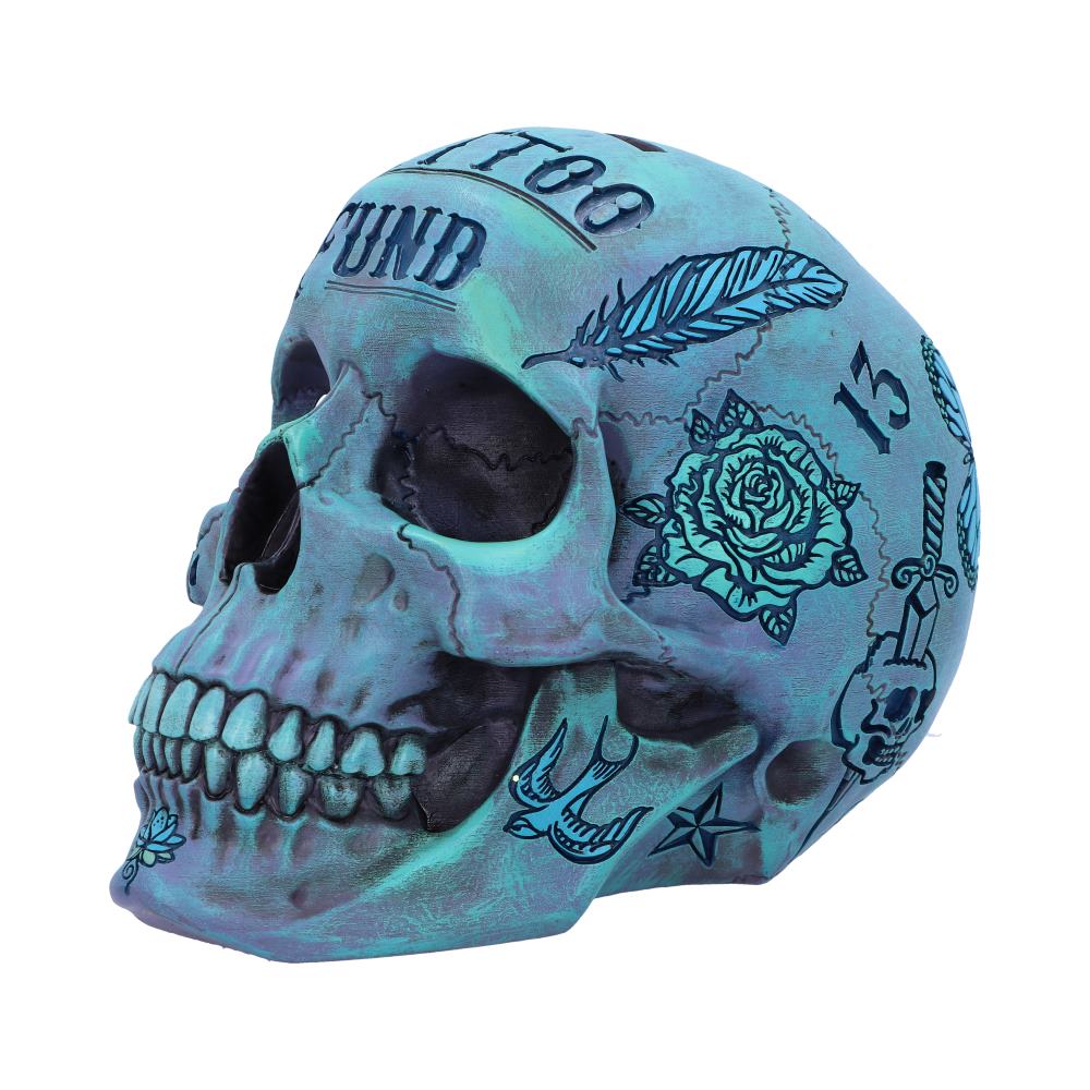 Aqua Blue Traditional, Tribal Tattoo Fund Skull Homeware