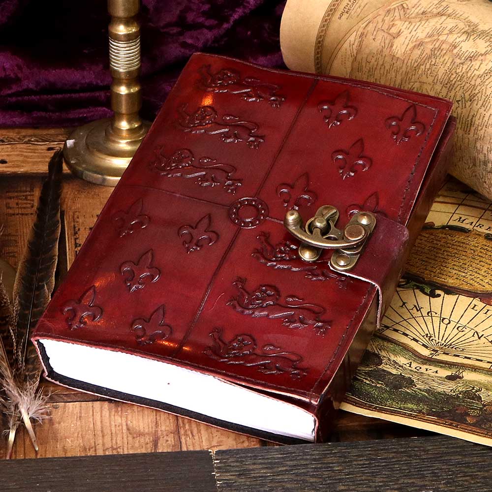 Lockable Red Leather Medieval Embossed Journal Gifts & Games 2