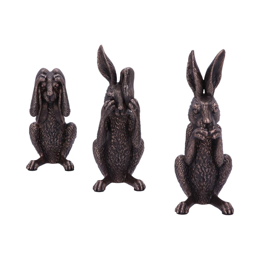 See No, Hear No, Speak No Evil Bronze Hare Figurines Figurines Small (Under 15cm)
