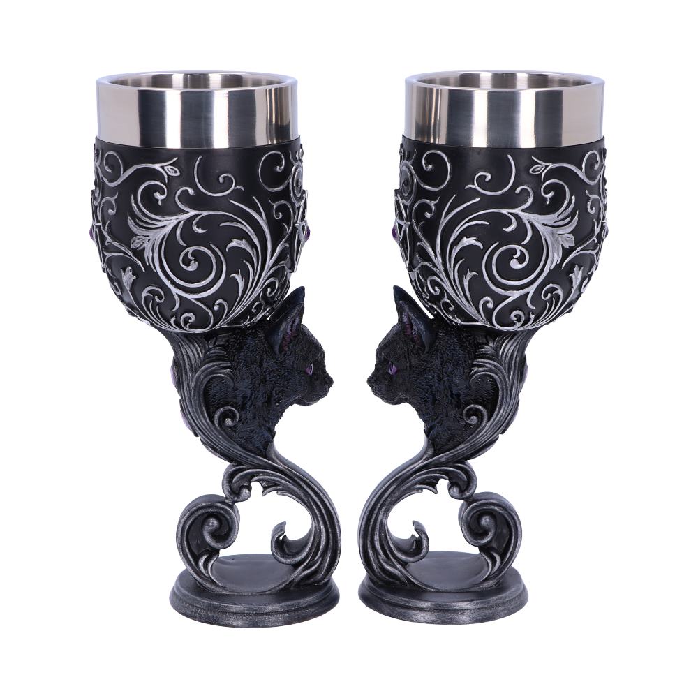 Familiars Love Twin Cat Heart Set of Two Goblets Goblets & Chalices