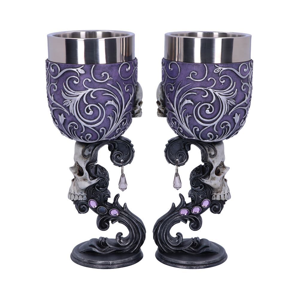 Deaths Desire Twin Skull Heart Set of Two Goblets Goblets & Chalices