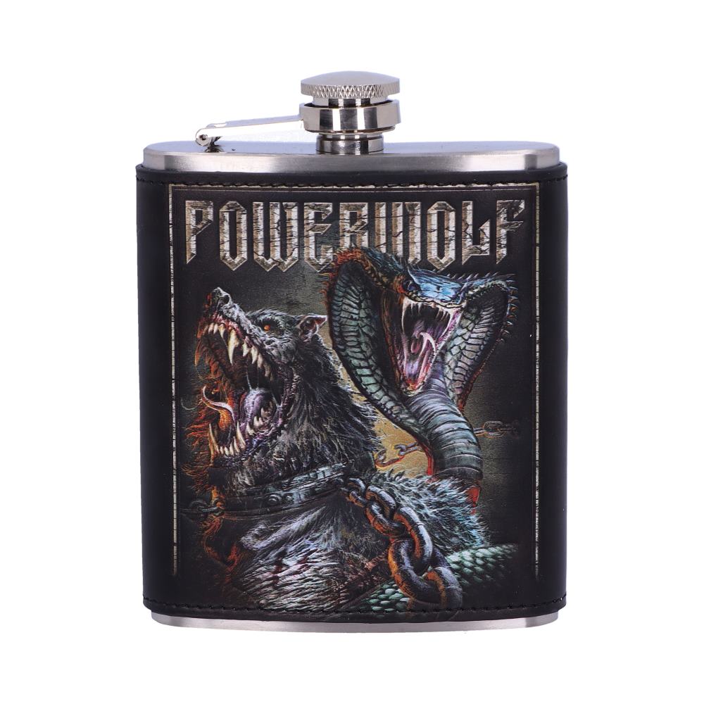 Officially Licensed  Powerwolf Kiss of the Cobra King Embossed Hip Flask Hipflasks