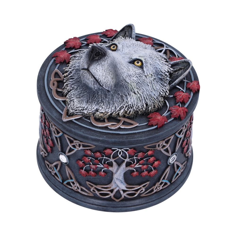 Lisa Parker Guardian of the Fall White Autumn Wolf Trinket Box Boxes & Storage 2