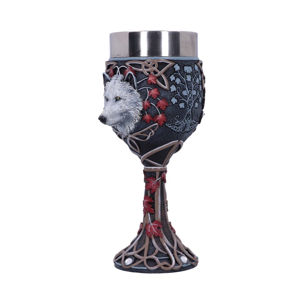 Lisa Parker Guardian of the Fall White Autumn Wolf Goblet Goblets & Chalices 2