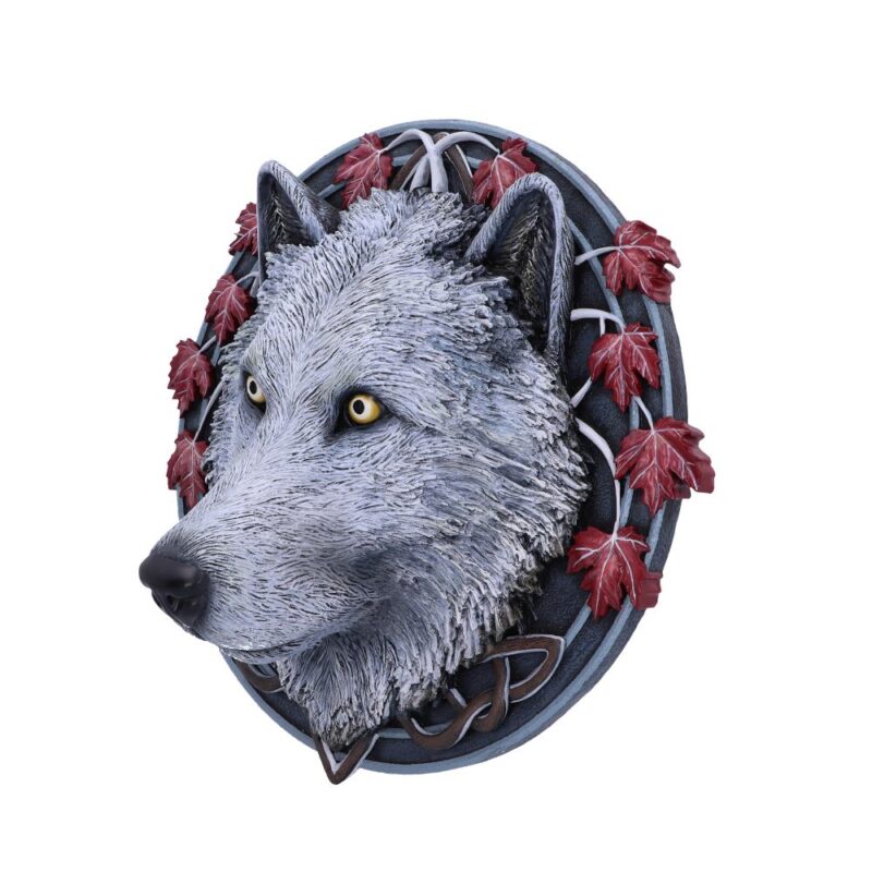 Lisa Parker Guardian of the Fall White Autumn Wolf Wall Plaque Home Décor 5