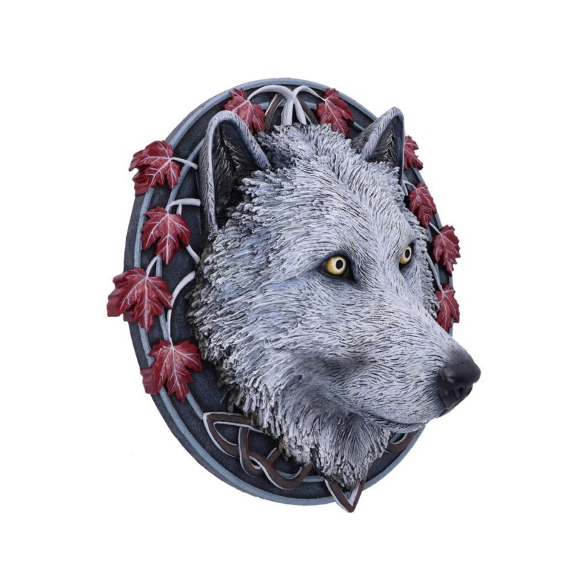 Lisa Parker Guardian of the Fall White Autumn Wolf Wall Plaque Home Décor 7