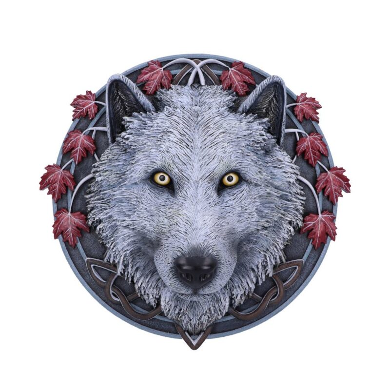 Lisa Parker Guardian of the Fall White Autumn Wolf Wall Plaque Home Décor