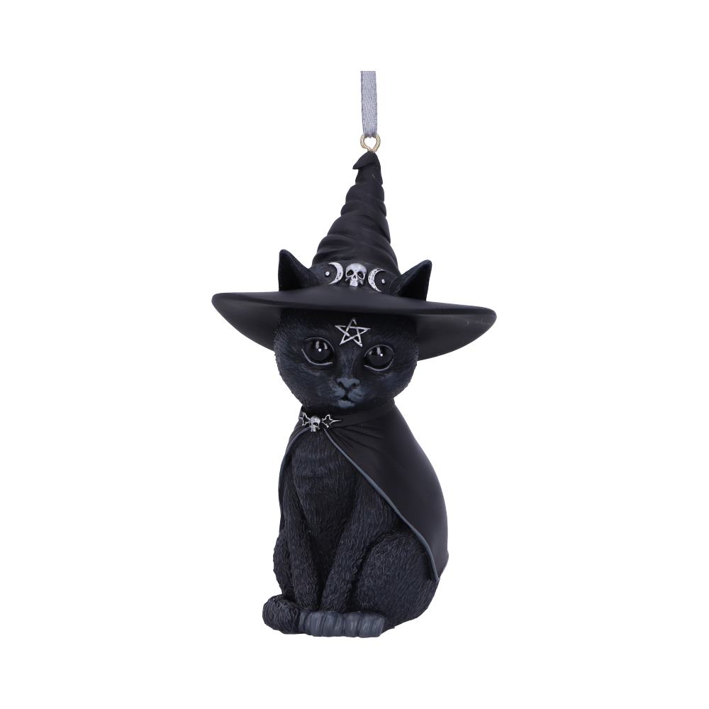 Purrah Black Witch Cat Hanging Decorative Ornament 11.5cm Christmas Decorations