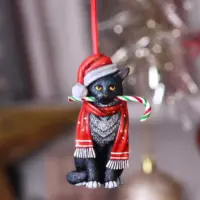 Lisa Parker Candy Cane Cat Hanging Ornament 9cm Christmas Decorations 2