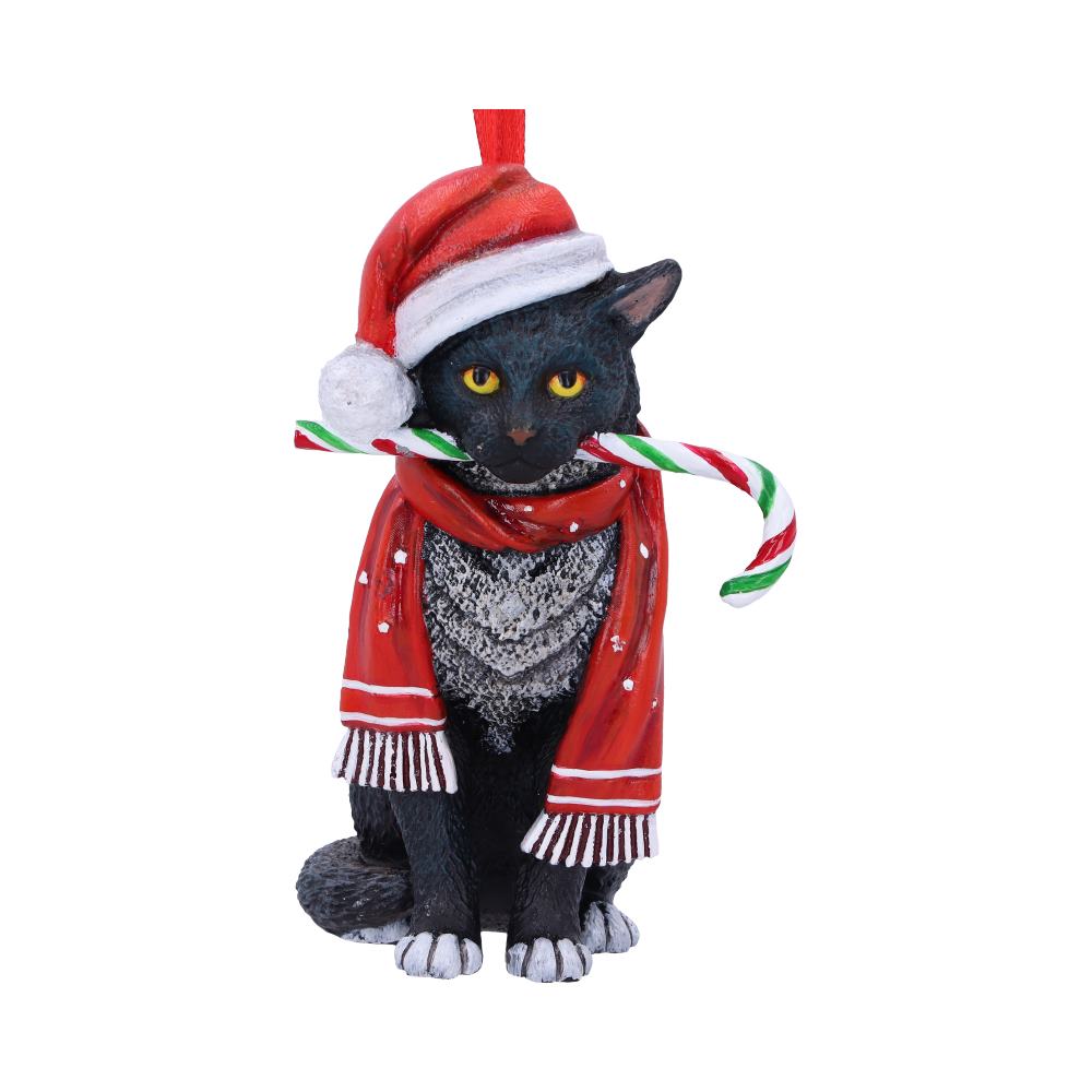 Lisa Parker Candy Cane Cat Hanging Ornament 9cm Christmas Decorations