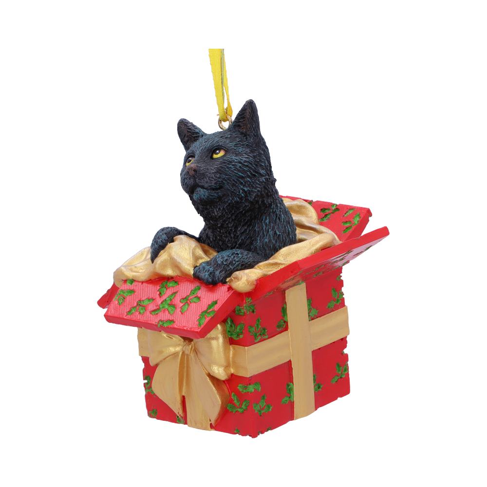 Lisa Parker Present Cat Hanging Ornament 9cm Christmas Decorations 2