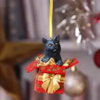 Lisa Parker Present Cat Hanging Ornament 9cm Christmas Decorations 2
