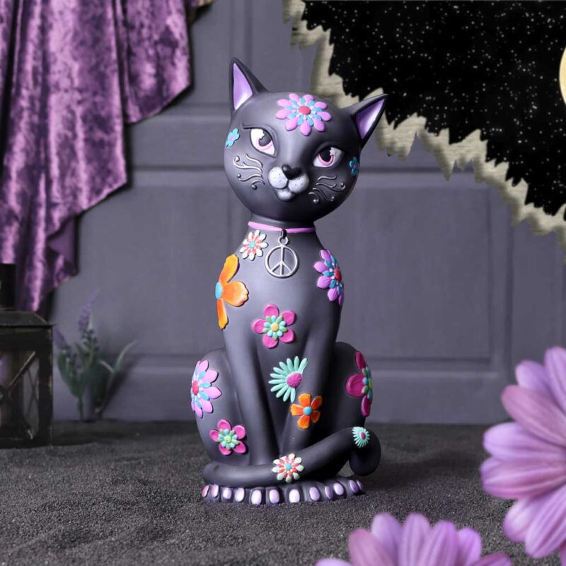 Hippy Kitty Black Cat Ornament  26cm Figurines Medium (15-29cm) 9