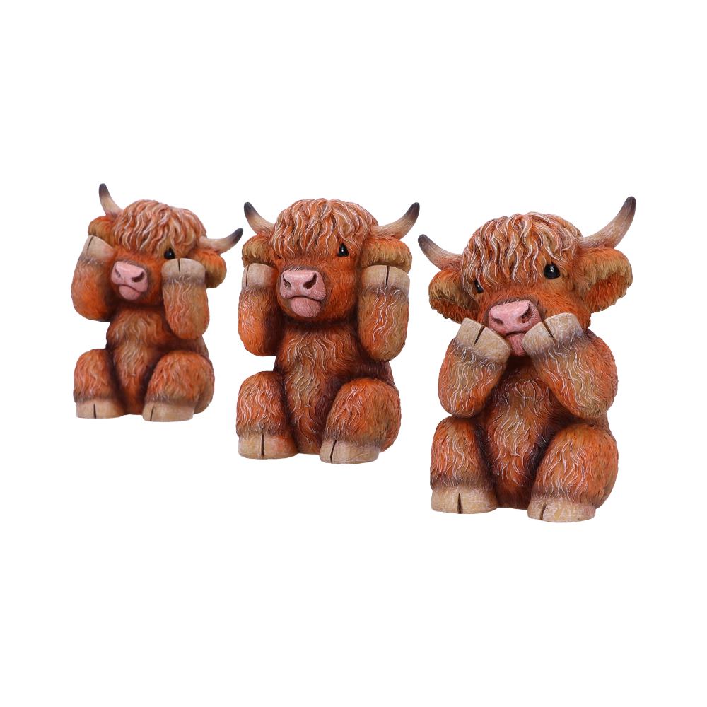 Three Wise Highland Cow Figurines 9.6cm Figurines Small (Under 15cm) 2