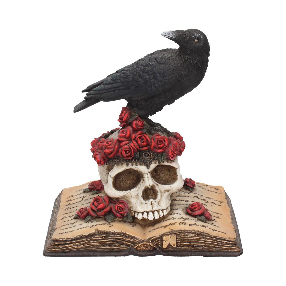 Heartaches Reflection Raven Figurine Skull Rose Valentine Ornament Figurines Medium (15-29cm)