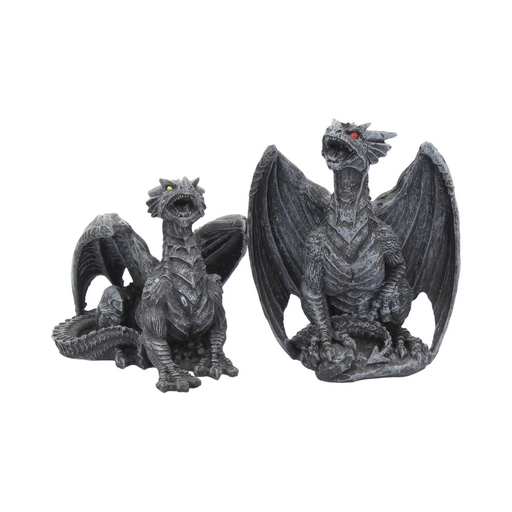 Dark Fury (Set of 2) Obsidian Dragon Figurines 10cm Figurines Small (Under 15cm)