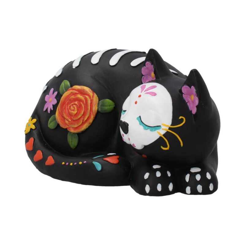Sleepy Sugar Figurine Mexican Day of the Dead Sugar Skull Cat Ornament Figurines Medium (15-29cm) 3