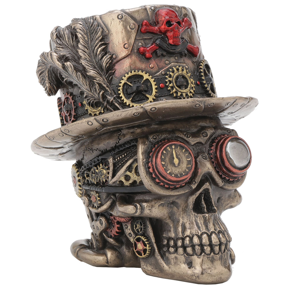 Steampunk Clockwork Baron Skull Figurine Ornament Figurines Small (Under 15cm)