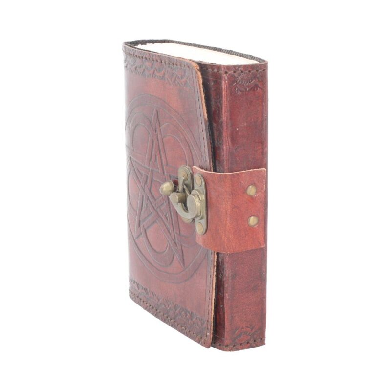 Wiccan Lockable Pentagram Leather Embossed Journal Gifts & Games 3