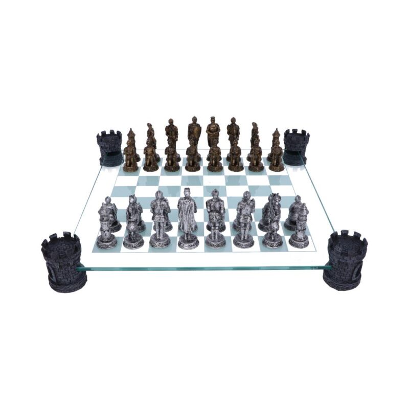 Raised Medieval Knight Chess Set With Corner Towers 43cm Chess Sets 3