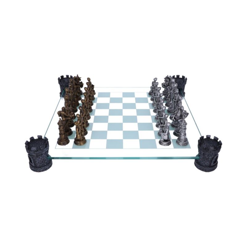 Raised Medieval Knight Chess Set With Corner Towers 43cm Chess Sets 7