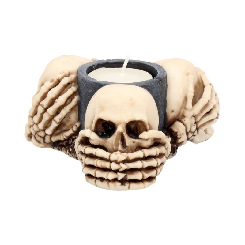 Three Wise Skulls Tealight Holder 11cm Candles & Holders 9