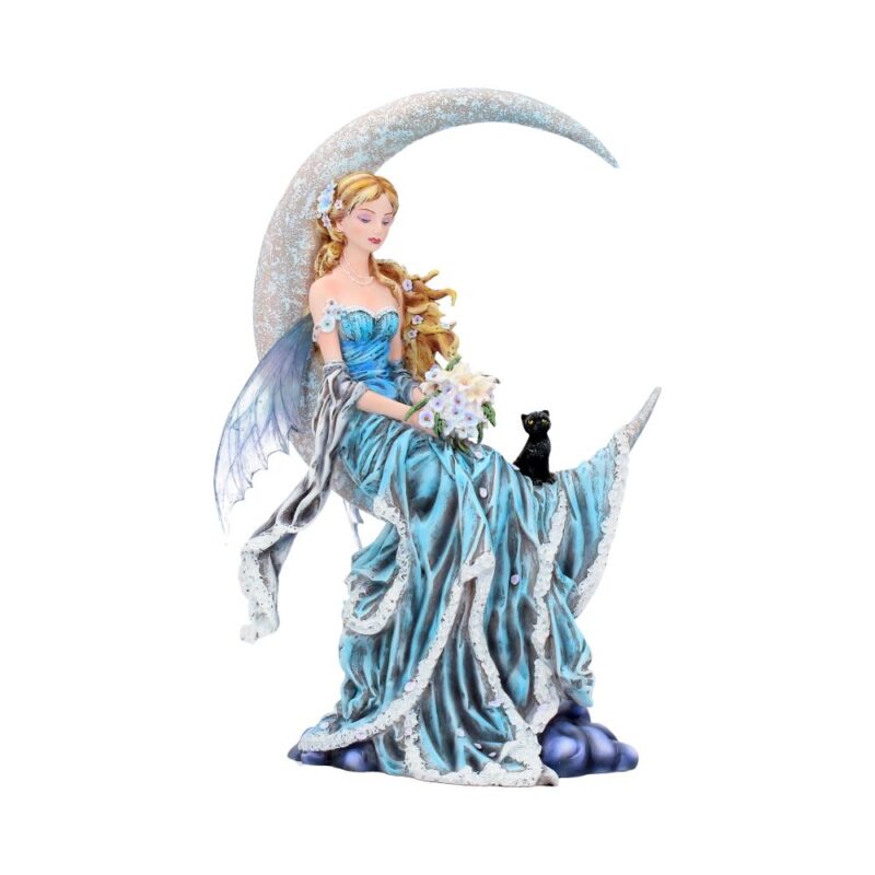 Nene Thomas Wind Moon Blue Crescent Moon Fairy and Cat Companion Figurine Figurines Medium (15-29cm)