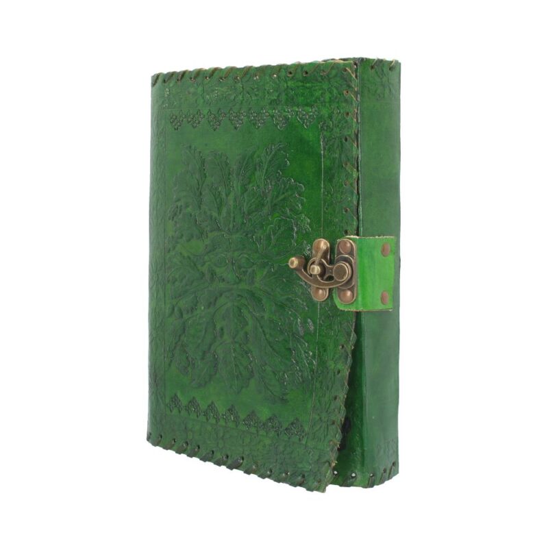 Real Leather Greenman Green Embossed Journal with Lock Gifts & Games 3