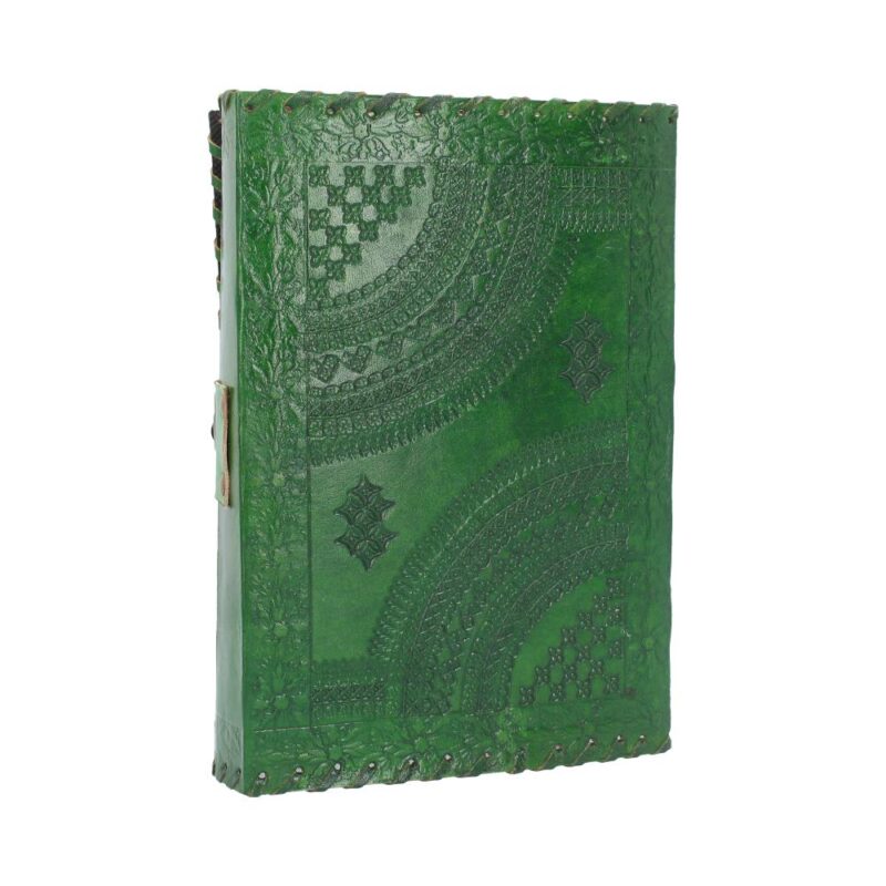 Real Leather Greenman Green Embossed Journal with Lock Gifts & Games 7