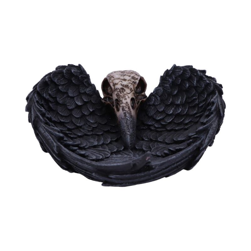 Edgar Allen Poe’s Nevermore Raven Skull Trinket Holder Jewellery Dish Figurines Medium (15-29cm)