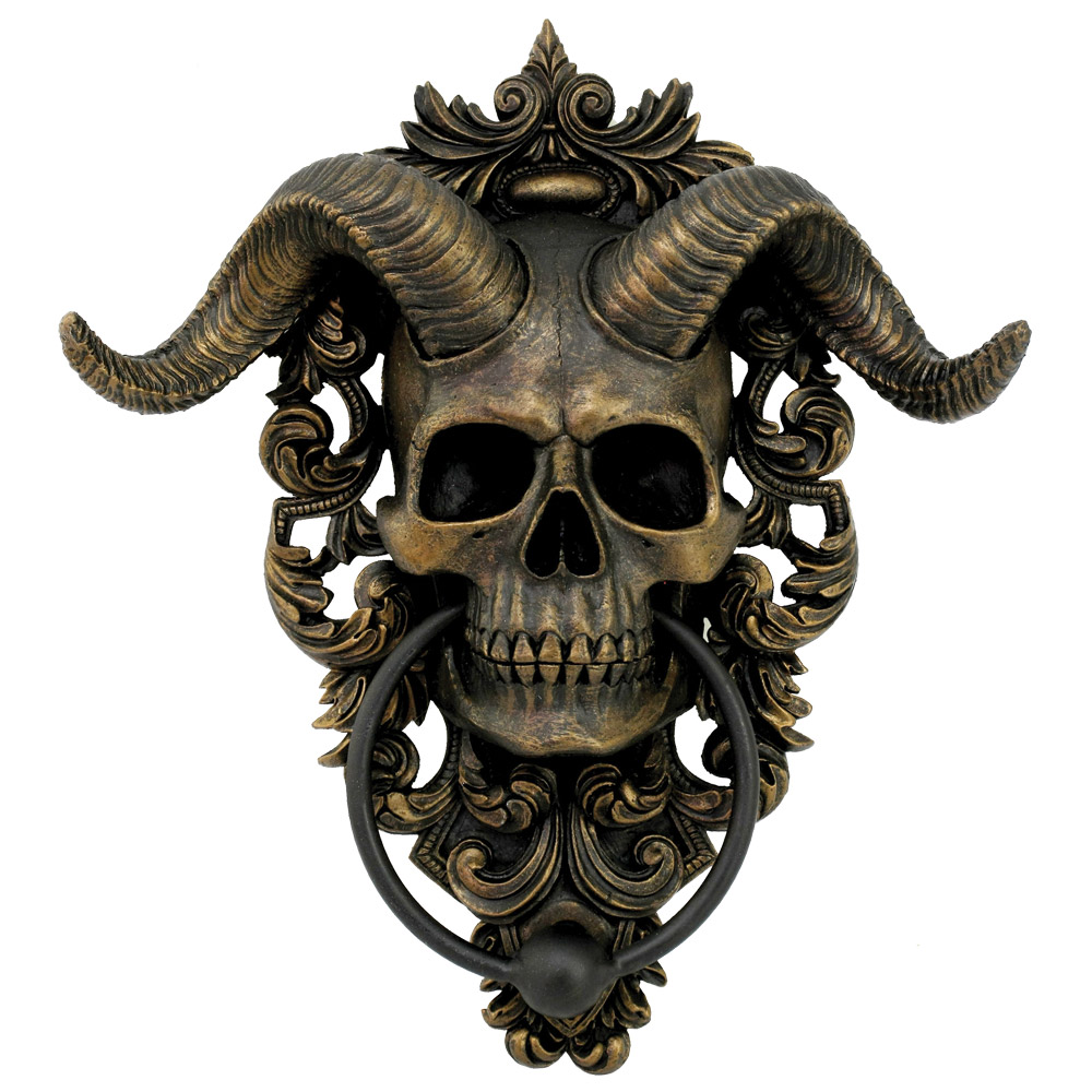 Diabolus Horned Skull Devil Door Knocker Door Knockers